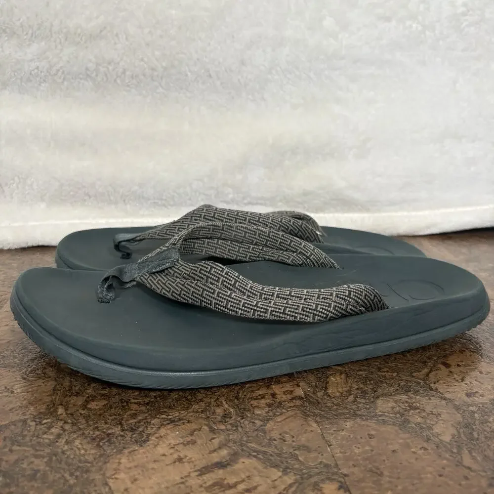 Chaco Mens Size 12 Thong Sandals Green Taupe Cushioned Footbed Outdoor Comfort